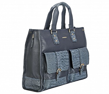 Buy Adamis Blue Colour Pure Leather Portfolio / Laptop Bags (F69) Online